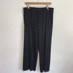St. John Spa Casual Lounge Pants Women Size Medium Black Wide Leg Drawstring